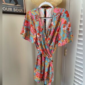 Floral Wrap Shorts Romper